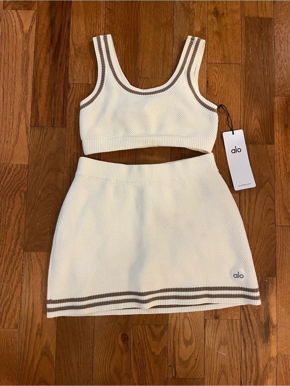 ALO Yoga Women’s Tennis Club Knit Crop Tank & Skirt Set